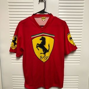 Ferrari Vintage F1 Spell Out Logo V Neck Sz Medium